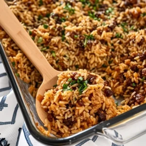 French Onion Ground Beef and Rice Casserole