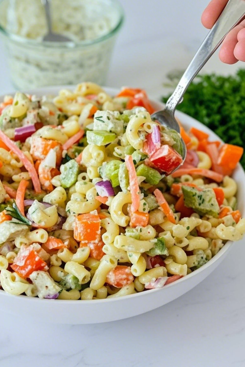 Healthy Chicken Macaroni Pasta Salad