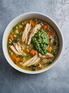 Leftover chicken broth with grains