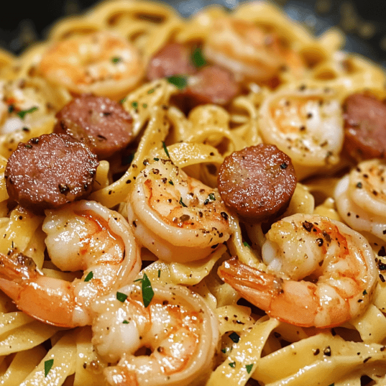 CREAMY CAJUN SHRIMP PASTA WITH SAUSAGE