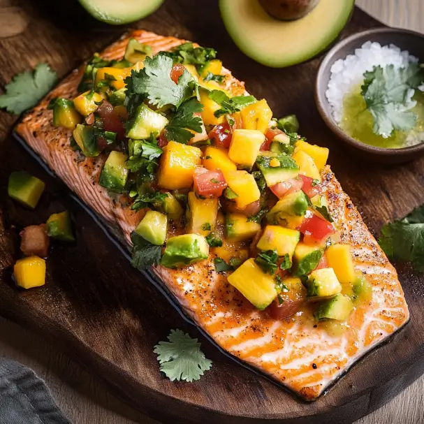 Cedar Plank Salmon with Mango Salsa