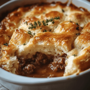 Sausage - Rich Gravy and Biscuit Pie