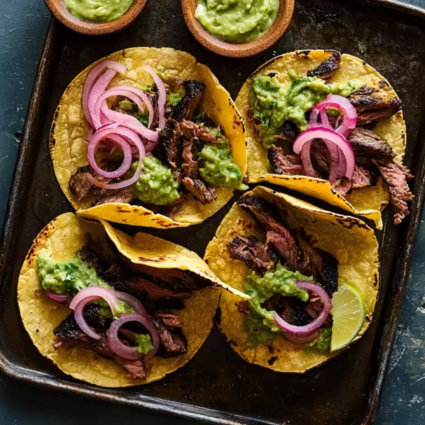 Skirt Steak Tacos with Cheesy Tortillas