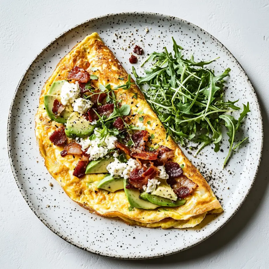 avocado and bacon omelette