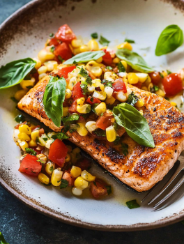 Crispy Salmon Succotash