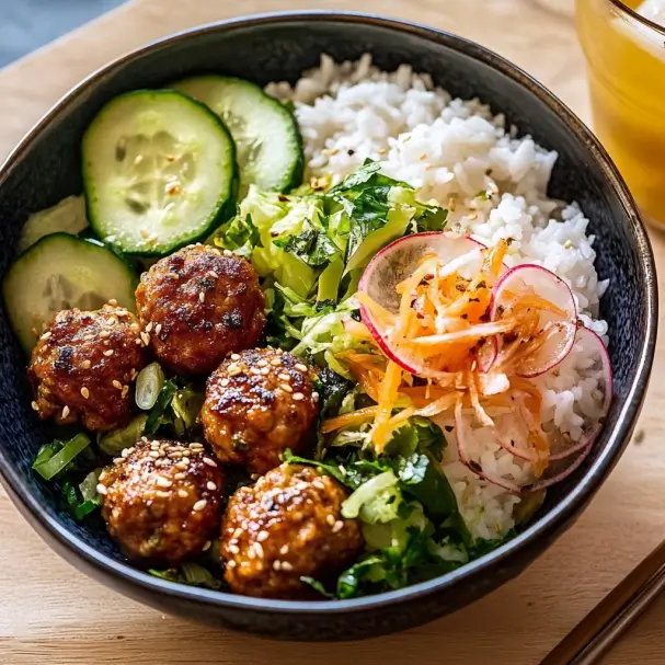 Korean Meatball Rice Bowls