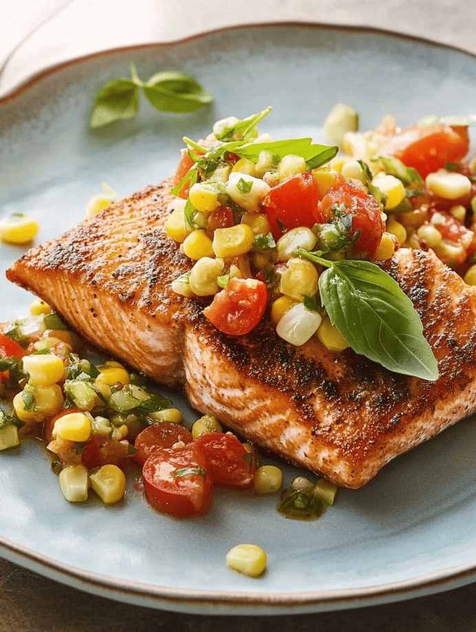 Crispy Salmon Succotash