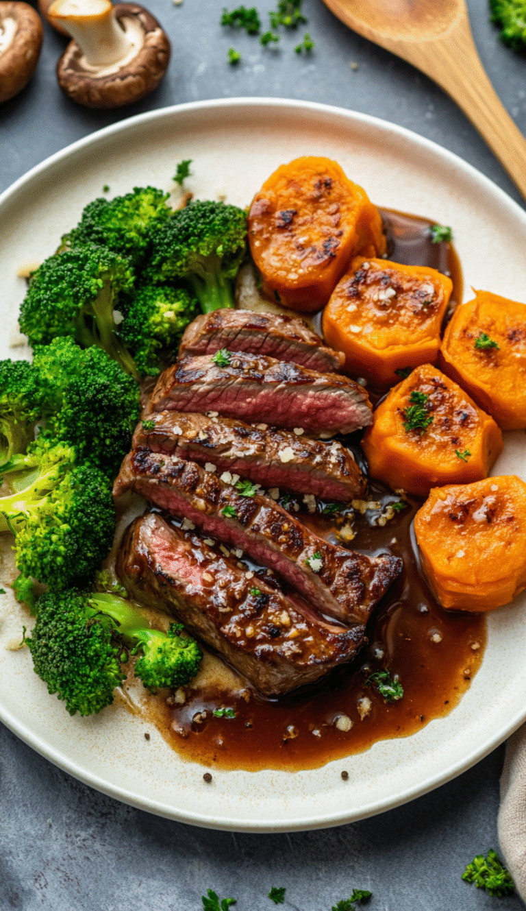 Steak with Pomegranate Molasses Butter Sauce