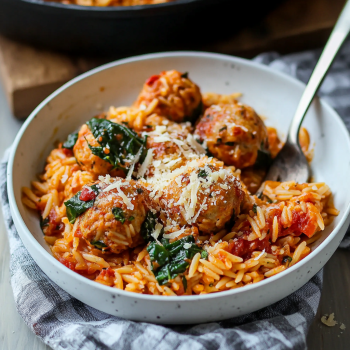 Marry Me Chicken Meatballs with Risoni