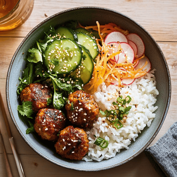 Korean Meatball Rice Bowls