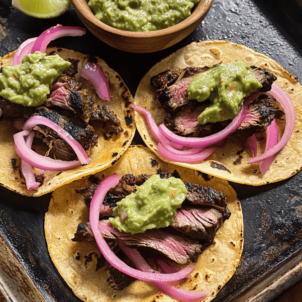 Skirt Steak Tacos with Cheesy Tortillas