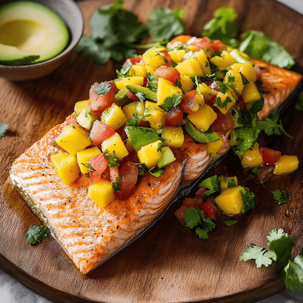 Cedar Plank Salmon with Mango Salsa