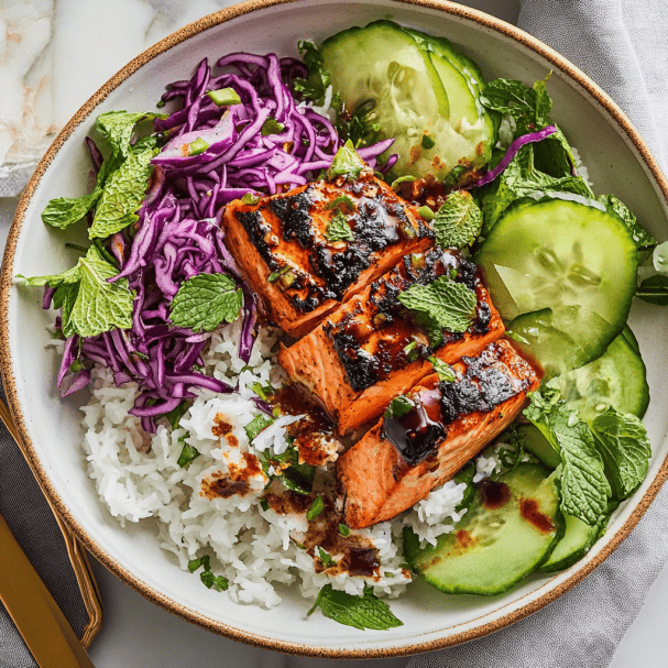 Thai Salmon Bowls with Coconut Rice