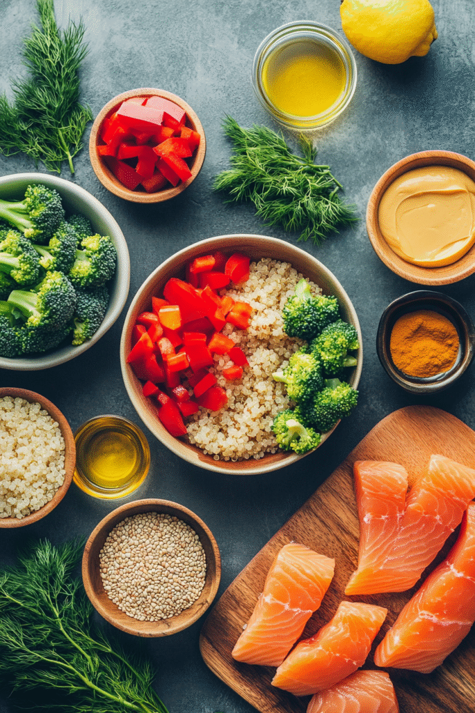 high-protein salmon and quinoa bowl
