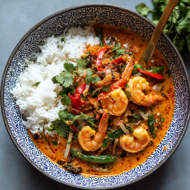 Thai Shrimp Curry with Yummy Shallot Crispies