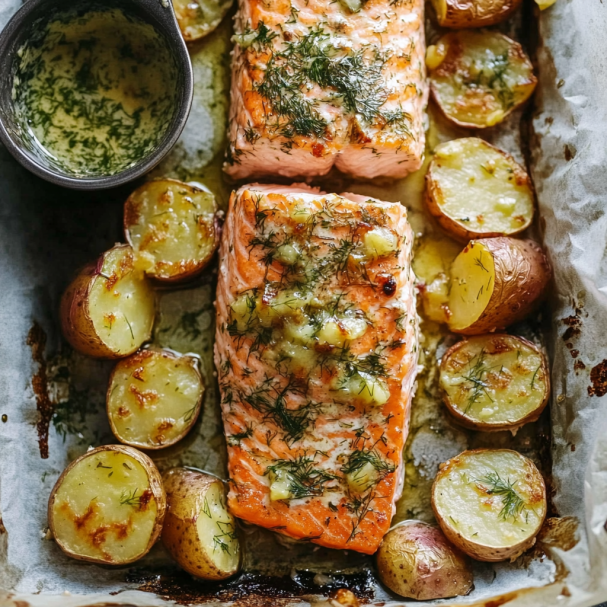 Sheet Pan Salmon with Dill Potatoes