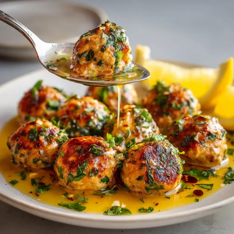 Baked Turkey Meatballs in Lemon Butter Sauce