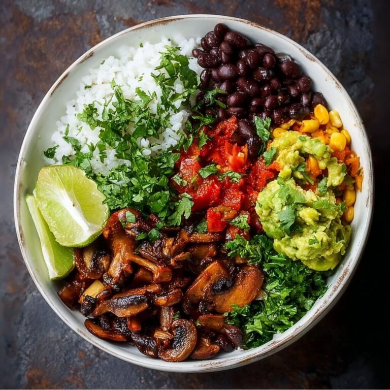 Vegan Burrito Bowl with Sautéed Mushrooms