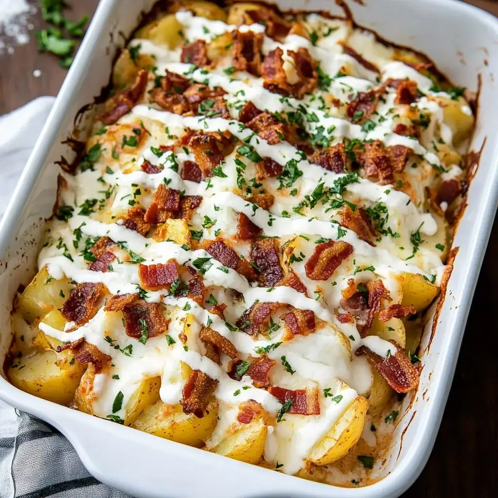 Chicken Bacon Ranch Roasted Potato Bake