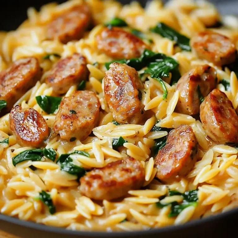 Creamy Chicken Sausage Orzo Skillet