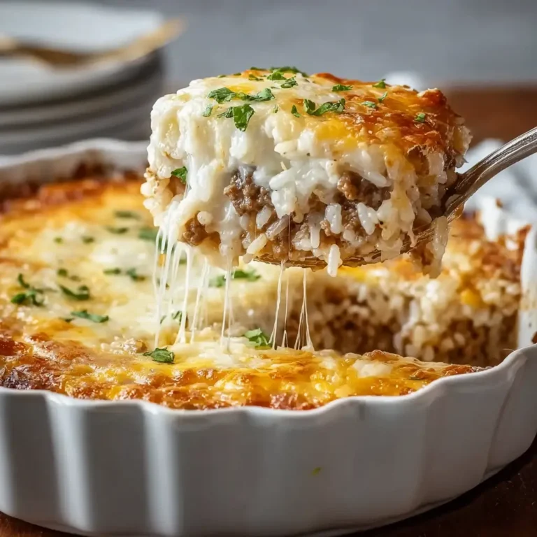 French Onion Ground Beef Rice Casserole