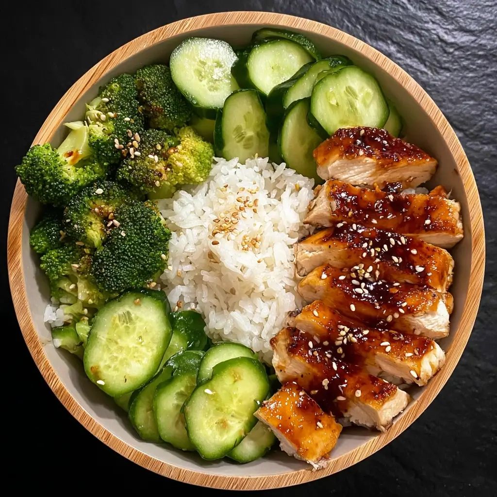Glazed Chicken Rice Bowl with Broccoli