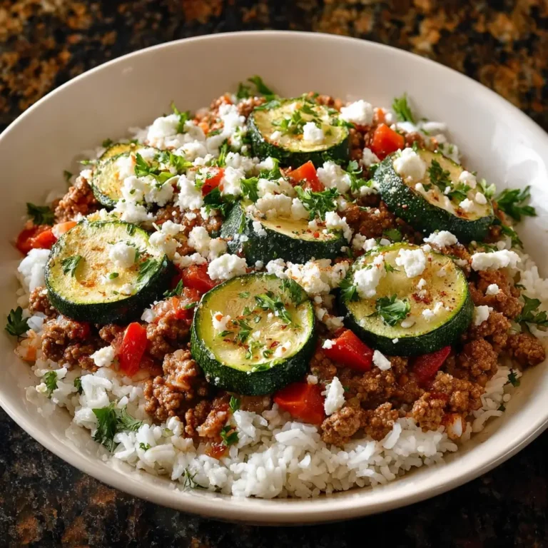 Greek-Style Beef and Zucchini Rice Bowl