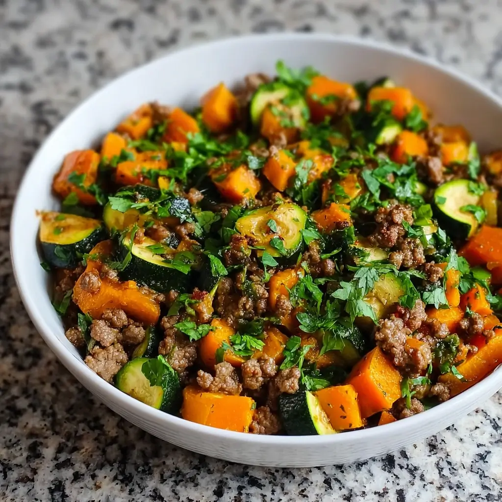 Ground Beef Zucchini Sweet Potato Skillet