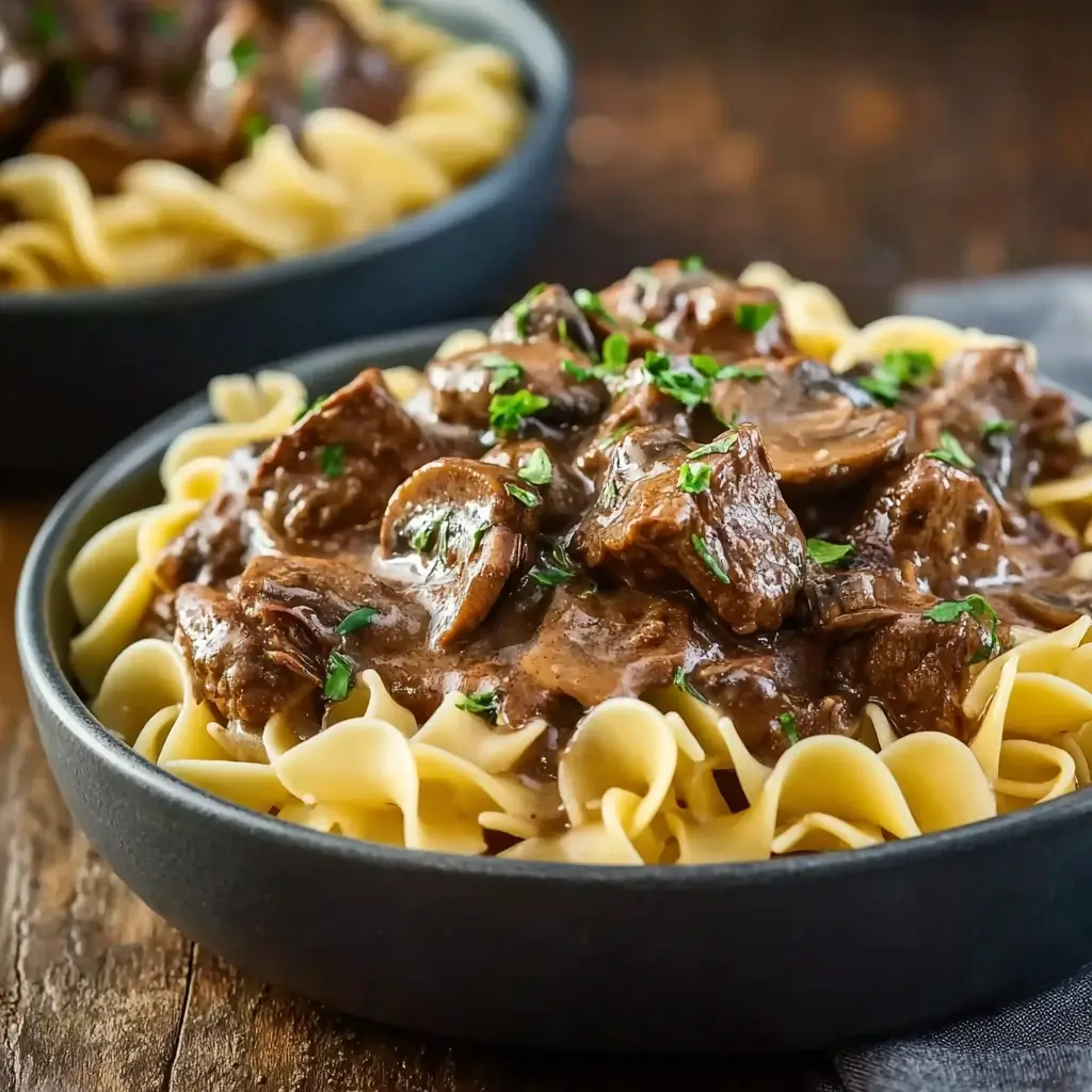 Crockpot Beef Tips and Noodles