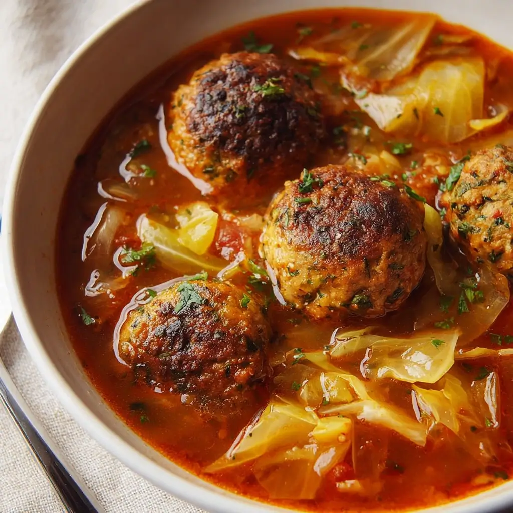 Hearty Meatball and Cabbage Soup