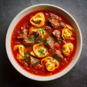 Hearty Tortellini in Tomato Beef Sauce