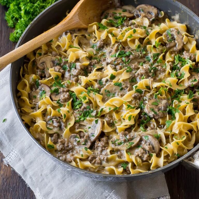 One Skillet Ground Beef Stroganoff