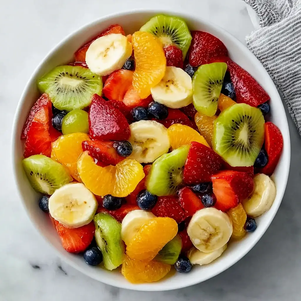 Rainbow Fruit Salad with Honey Lime Dressing
