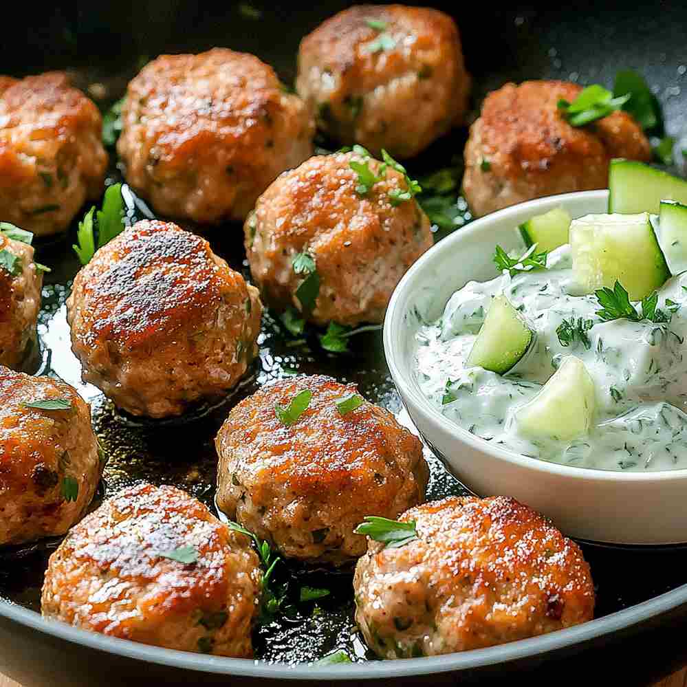 Greek Turkey Meatballs with Tzatziki