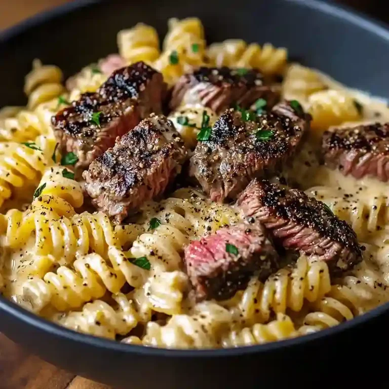 One-Pot Creamy Spicy Garlic Butter Steak and Pasta
