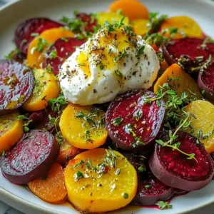 Roasted Beets and Carrots Salad with Burrata
