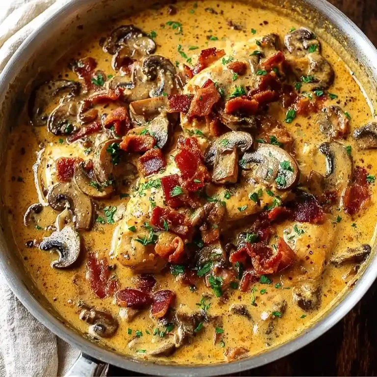 Smothered Chicken in Mushroom Wine Pan Sauce