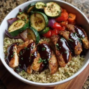 Balsamic Glazed Chicken with Roasted Veggie Quinoa