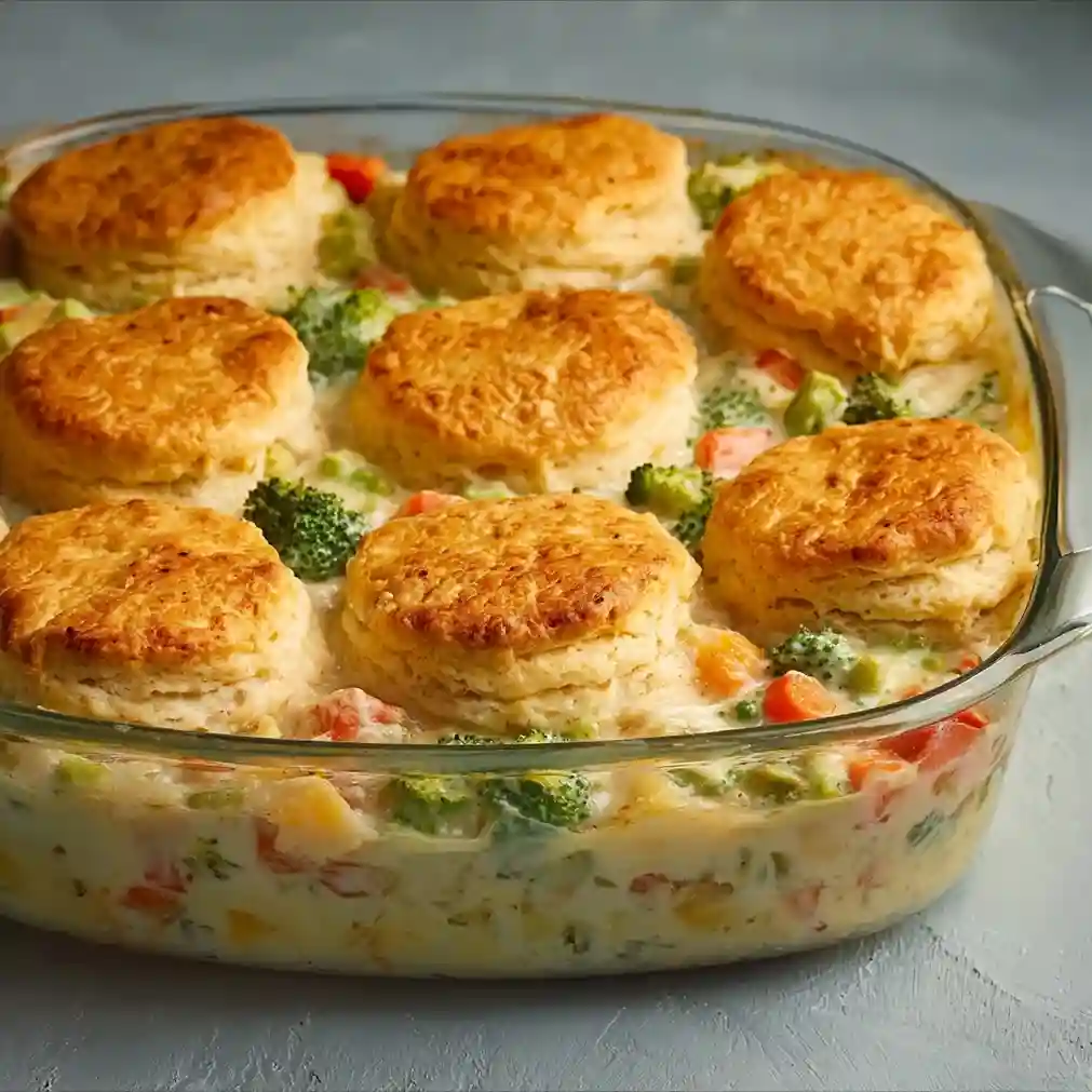 Chicken Pot Pie with Biscuit Crust