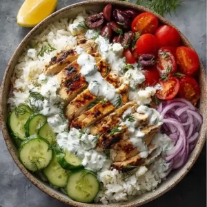 Easy Chicken Tzatziki Rice Bowl – Fresh, Creamy & Flavorful