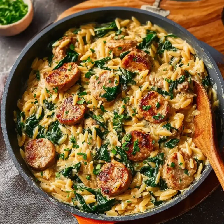 Creamy Chicken Sausage Orzo Skillet