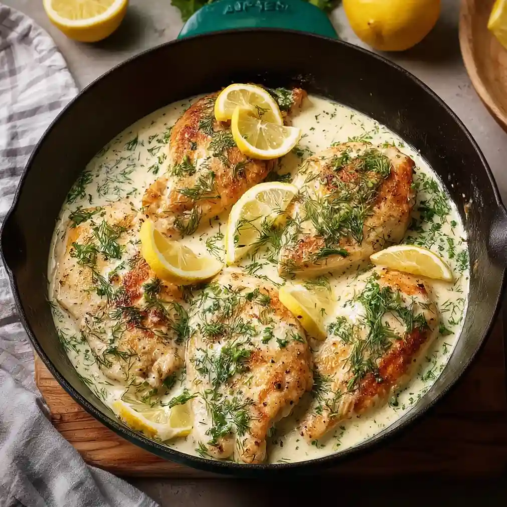 Creamy Lemon And Dill Skillet Chicken