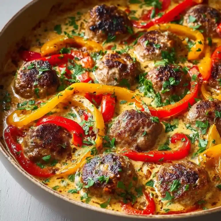 Creamy Meatballs with Bell Peppers