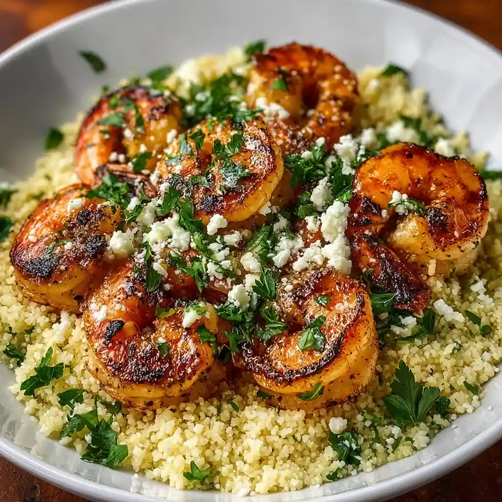 Grilled Shrimp with Garlic Lemon Couscous