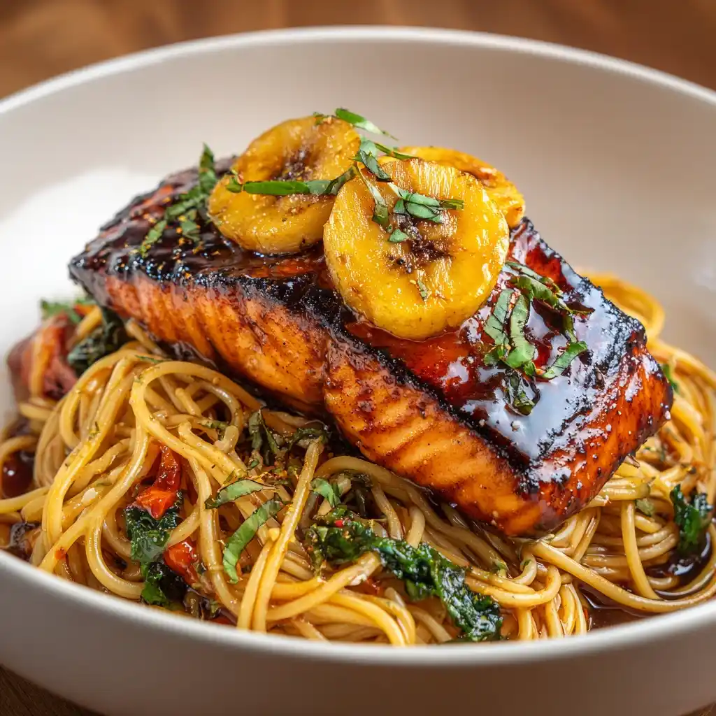 Honey Sriracha Salmon Noodle Bowl