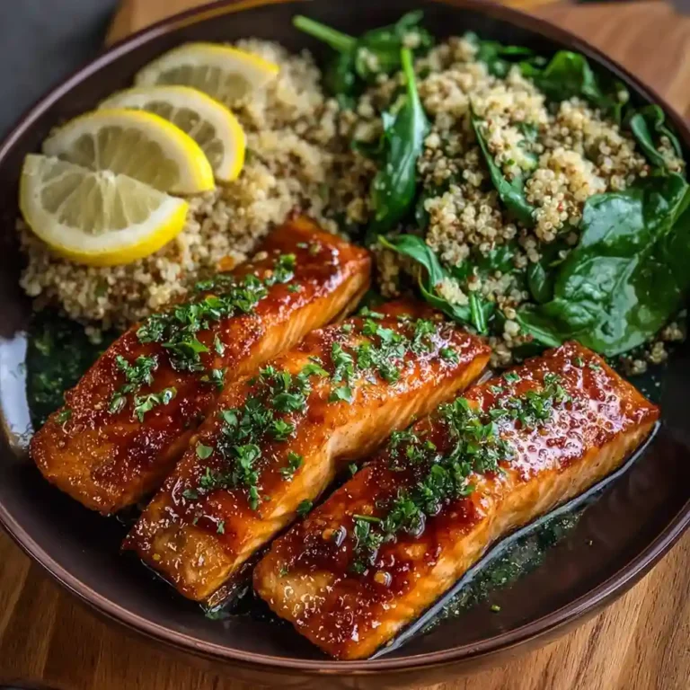 Lemon Herb Grilled Salmon with Quinoa and Spinach