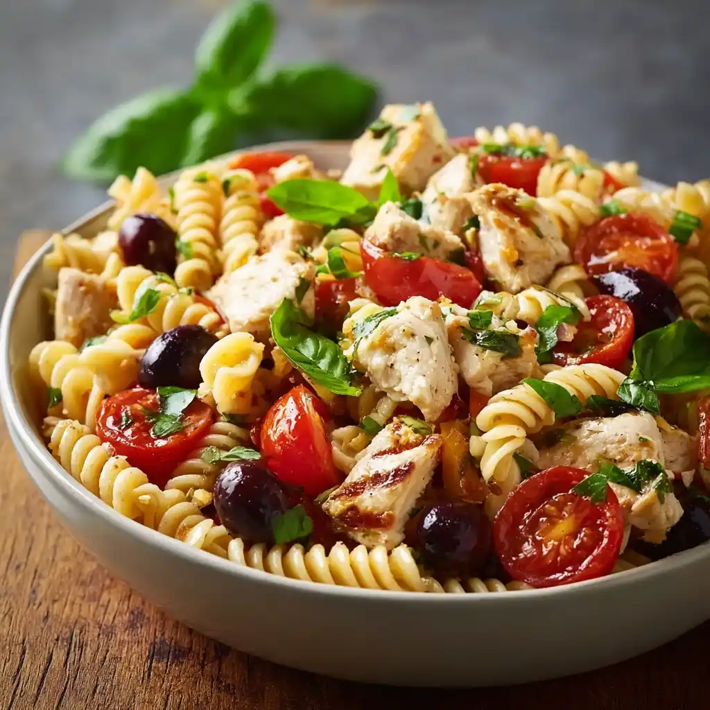 Mediterranean Chicken Pasta Salad