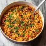 Creamy Chicken Sausage Orzo Skillet