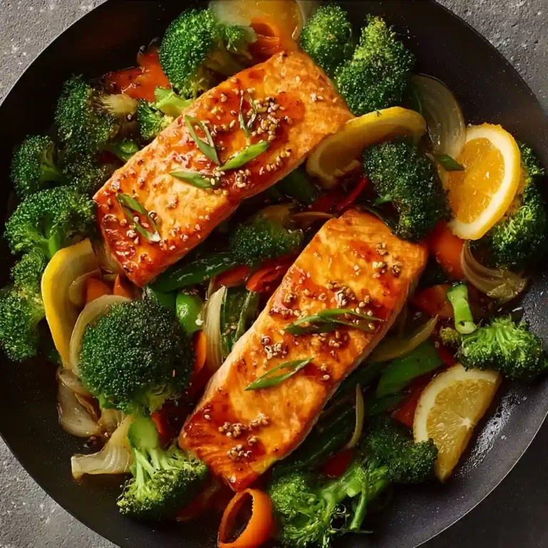 One-Skillet Garlicky Salmon And Broccoli