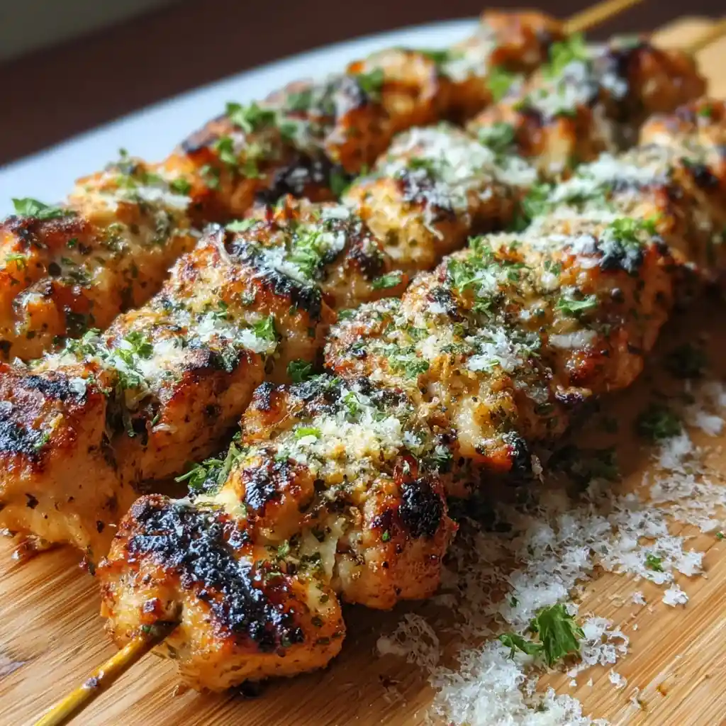 Ranch Garlic Parmesan Chicken Skewers